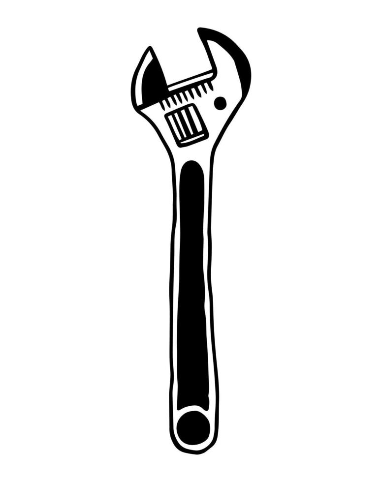 Wrench hand drawn line vector illustration.