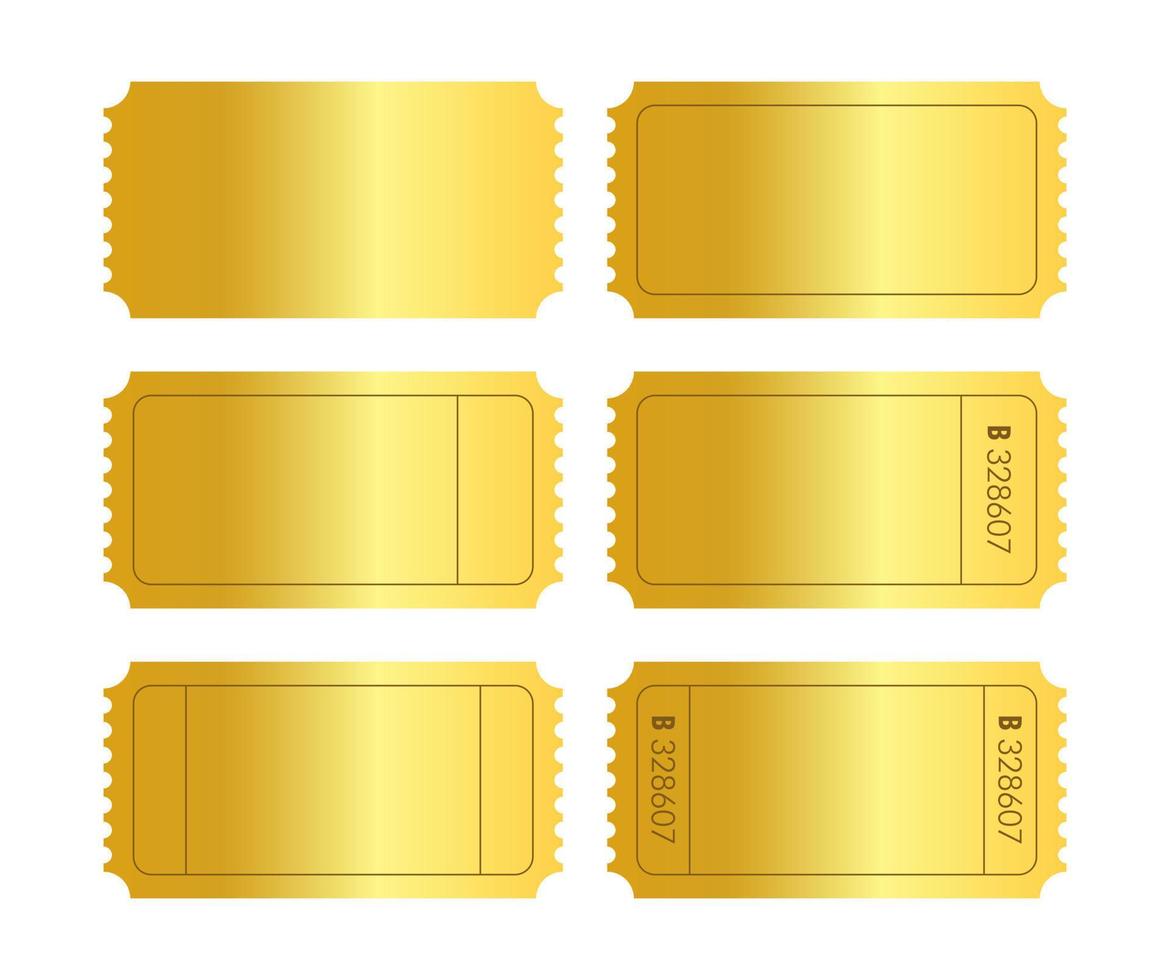Golden ticket vector design template. Premium coupon festival paper symbol.