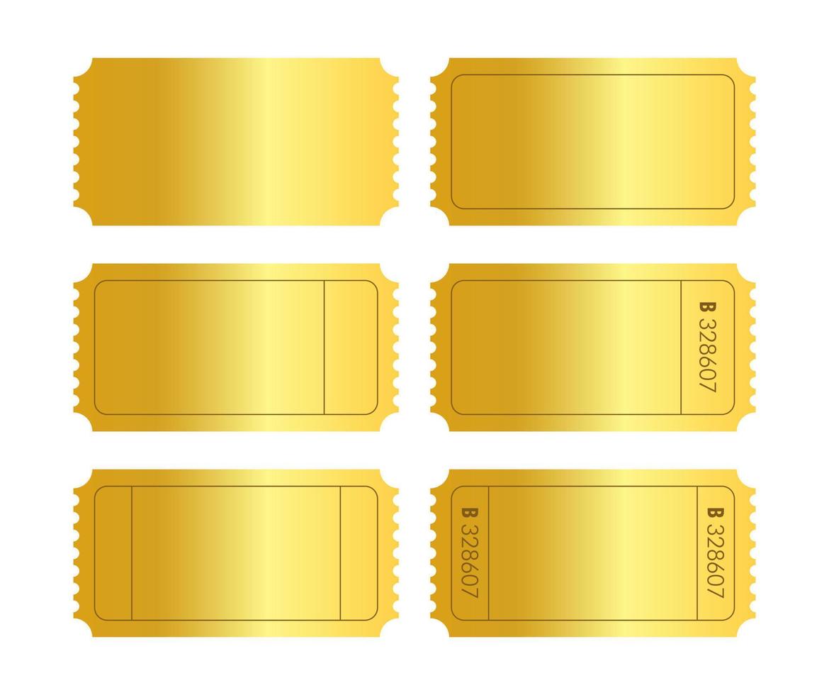 Golden ticket vector design template. Premium coupon festival paper symbol.