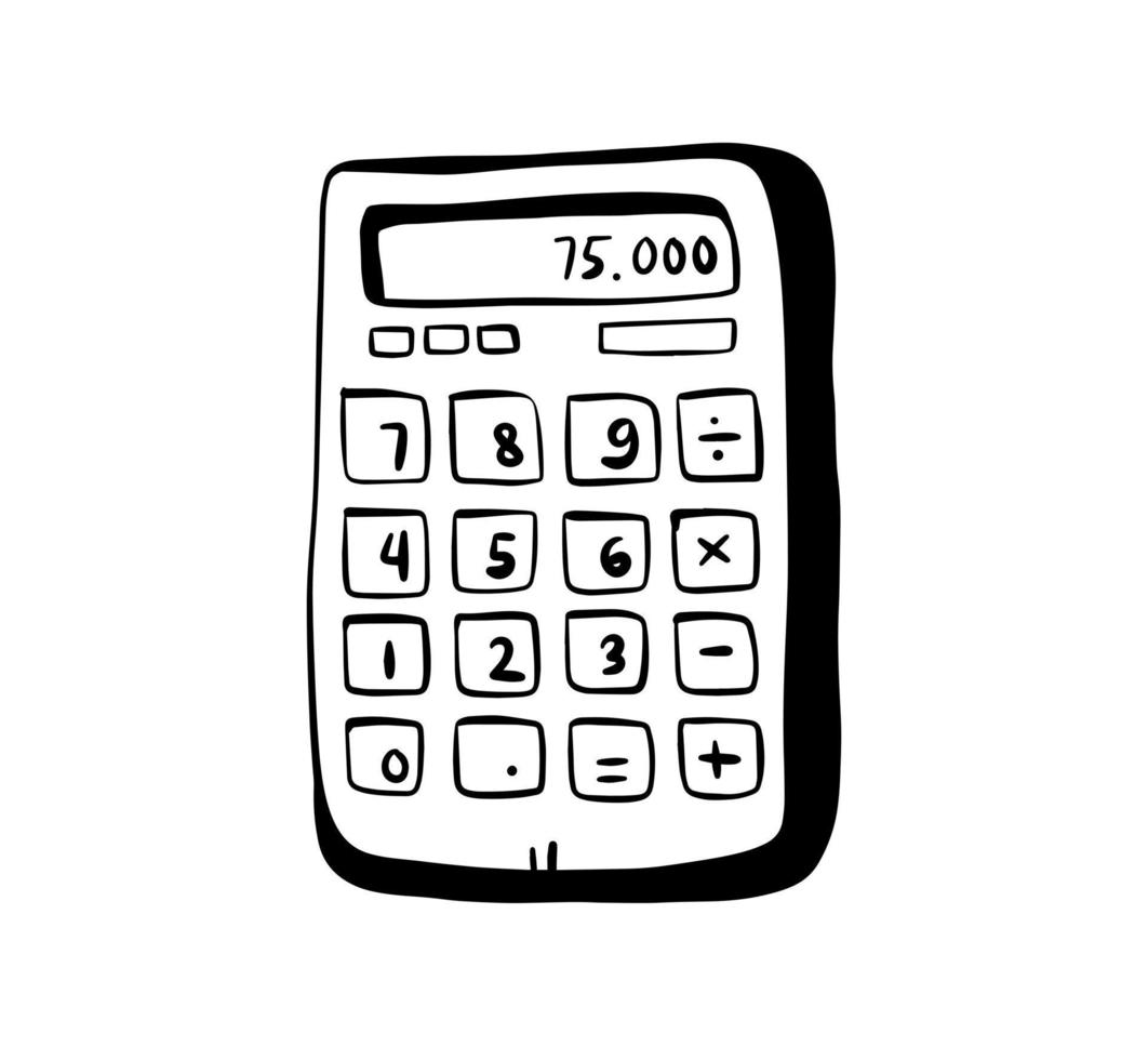 vector de diseño de icono dibujado a mano de calculadora.