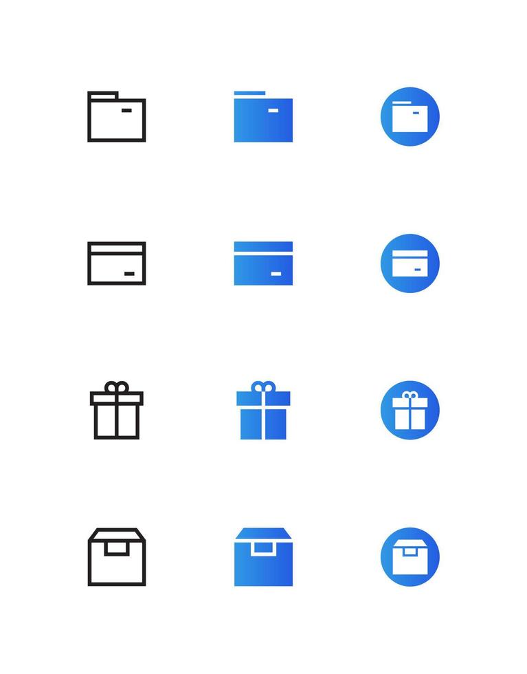 Online shopping icons set design. Contains such as wallet, e-money, gift, and box. Vector illustration.