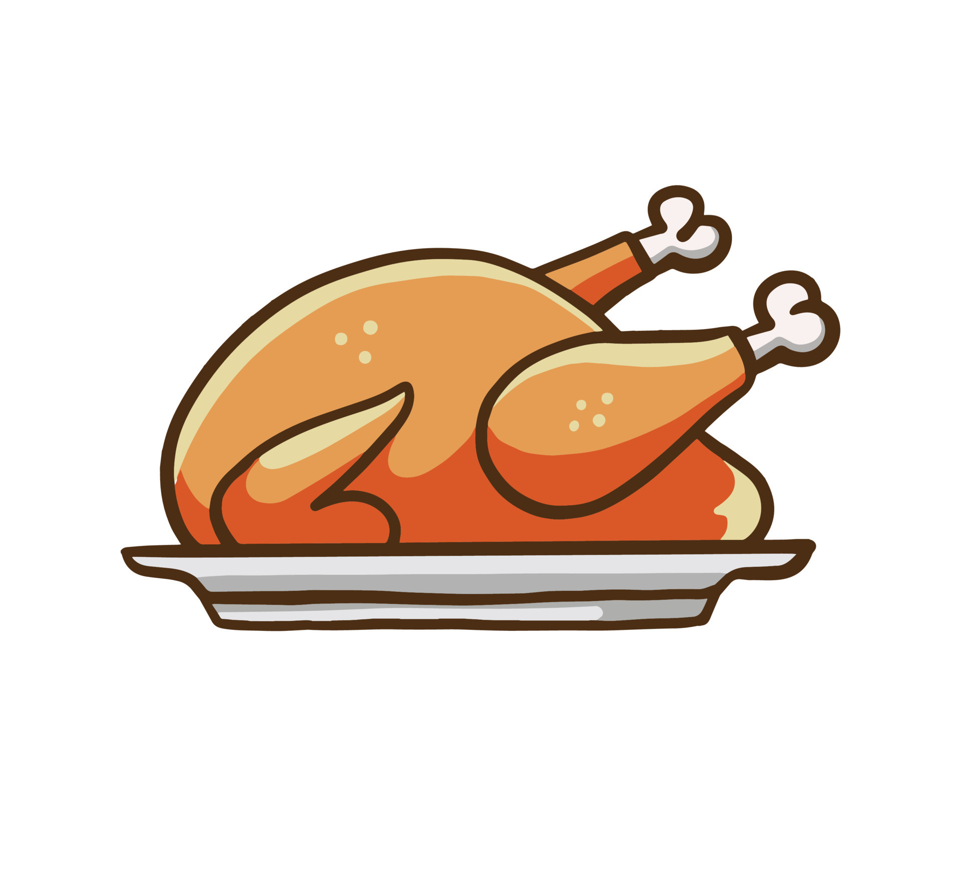 Roasted turkey design. Thanksgiving food symbol. Cartoon style vector.  15287296 Vector Art at Vecteezy