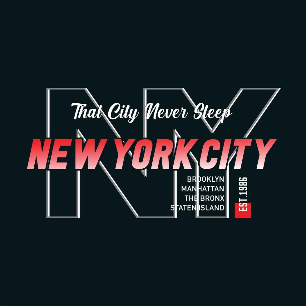 eslogan tipográfico moderno y elegante de nueva york, brooklyn. diseño abstracto colorido con el estilo grunge y las líneas. vector para camiseta impresa, tipografía, afiche y otros usos.