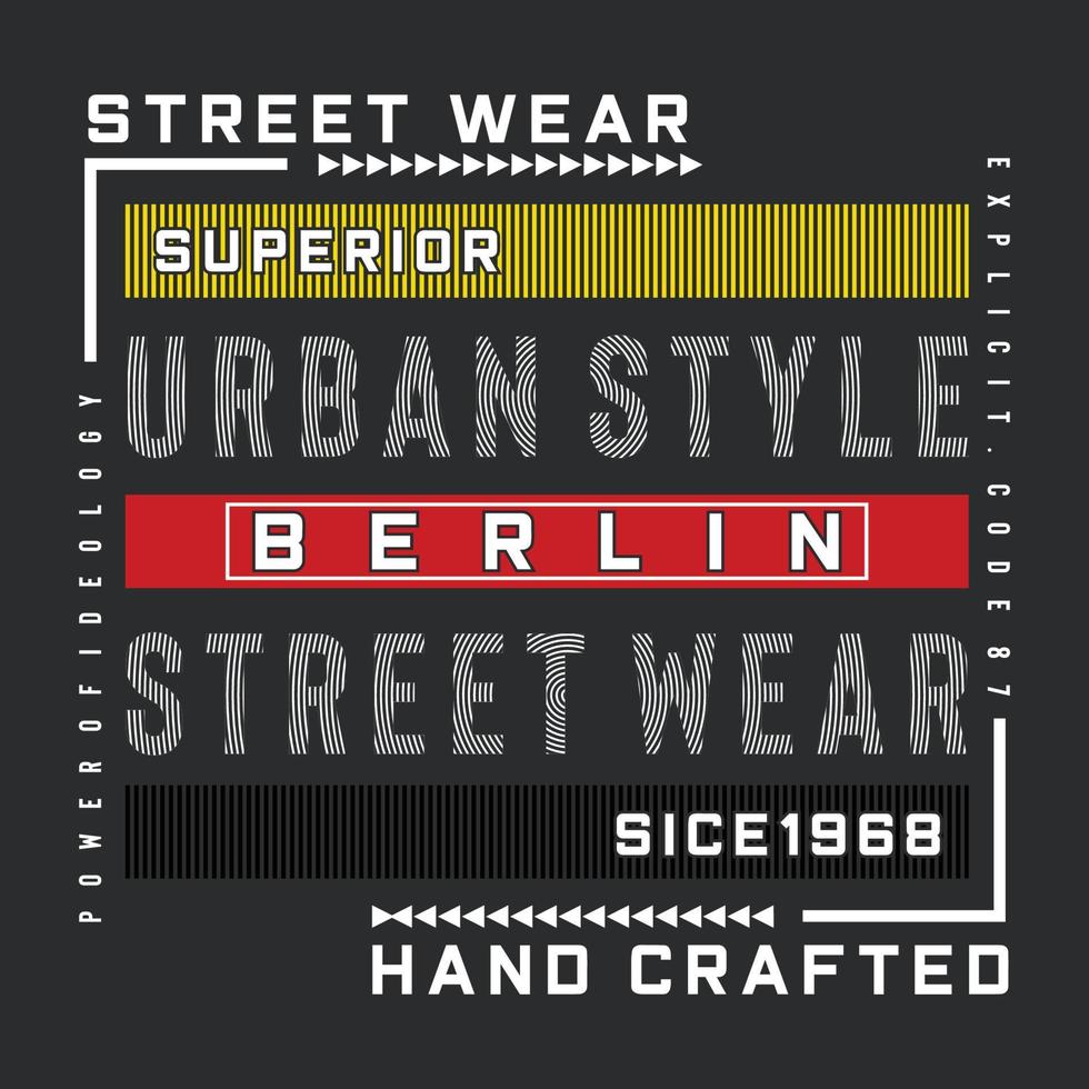 Berlin urban style typography for t shirt print vector