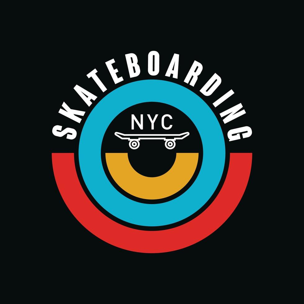 Vector illustration on the theme of skateboarding and skateboard in New York City. Typography, t-shirt graphics, poster, print, postcard