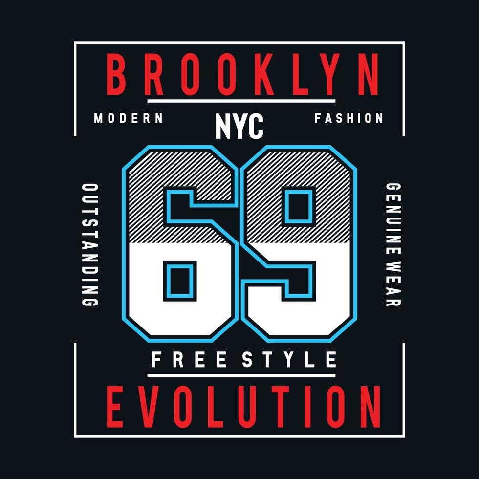 Brooklyn evolution with number typography for t-shirt graphic design vector