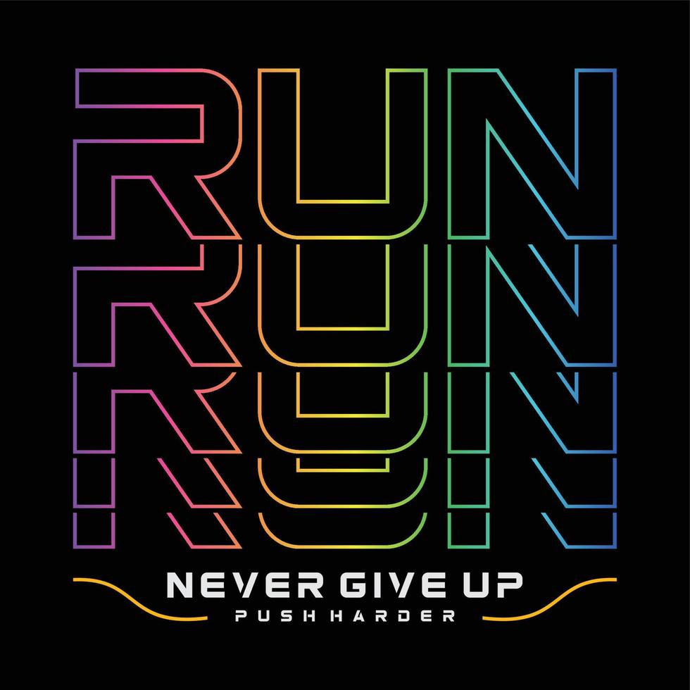Sport running typography, tee shirt graphics, vectors