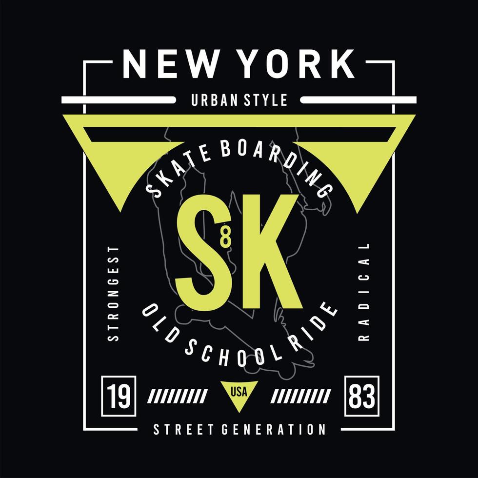 Skateboarding typography design t-shirt, vector illustration