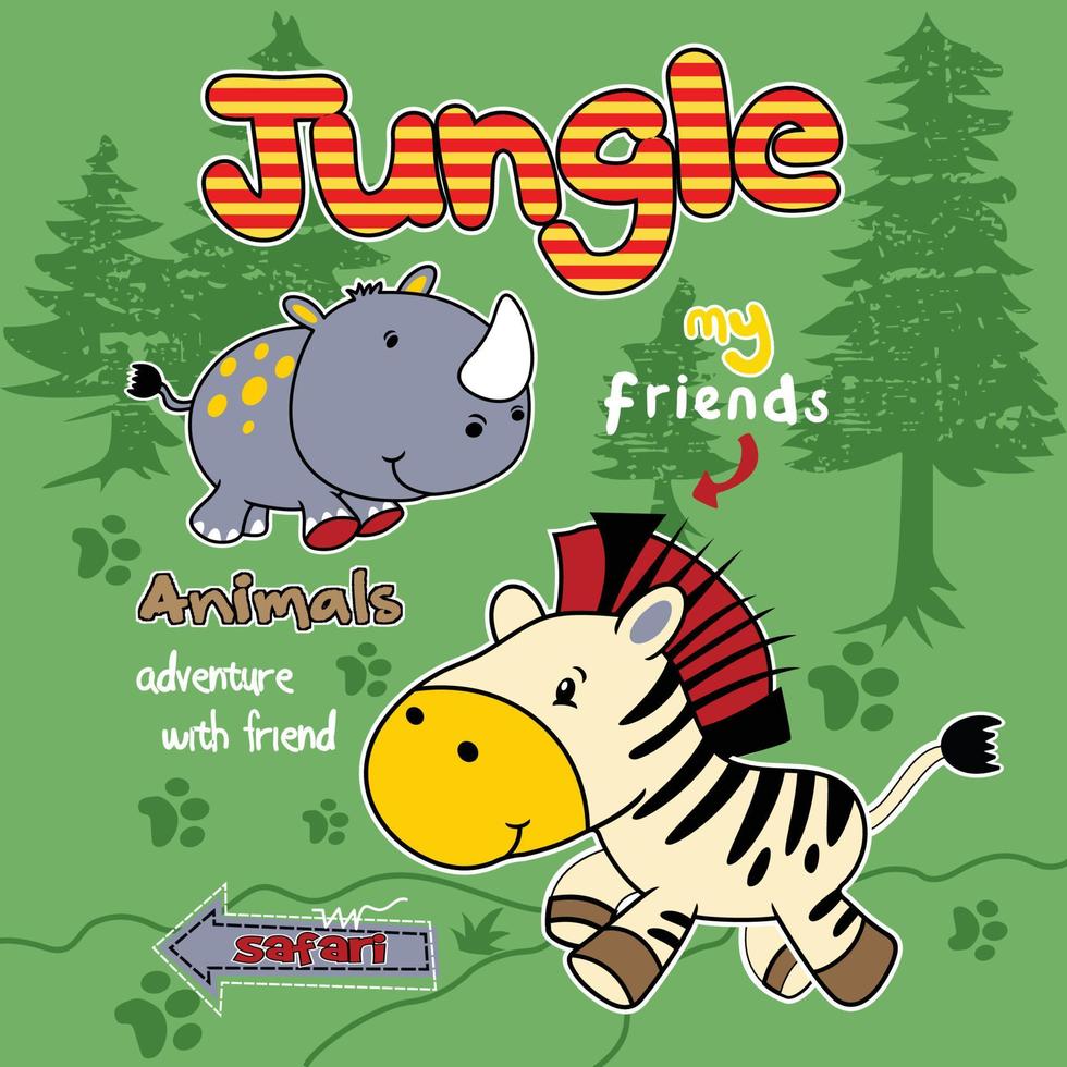 Jungle animals cartoon vector illustration