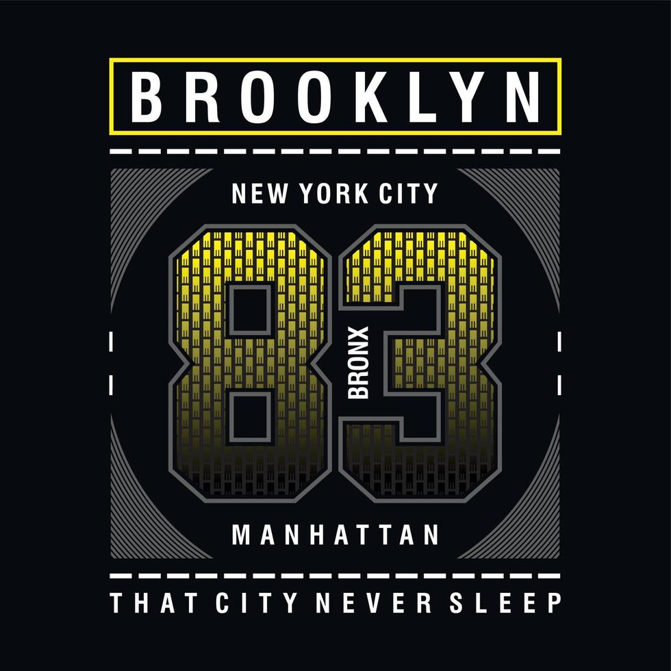 Brooklyn typography tee graphic design for t-shirt, vector illustration