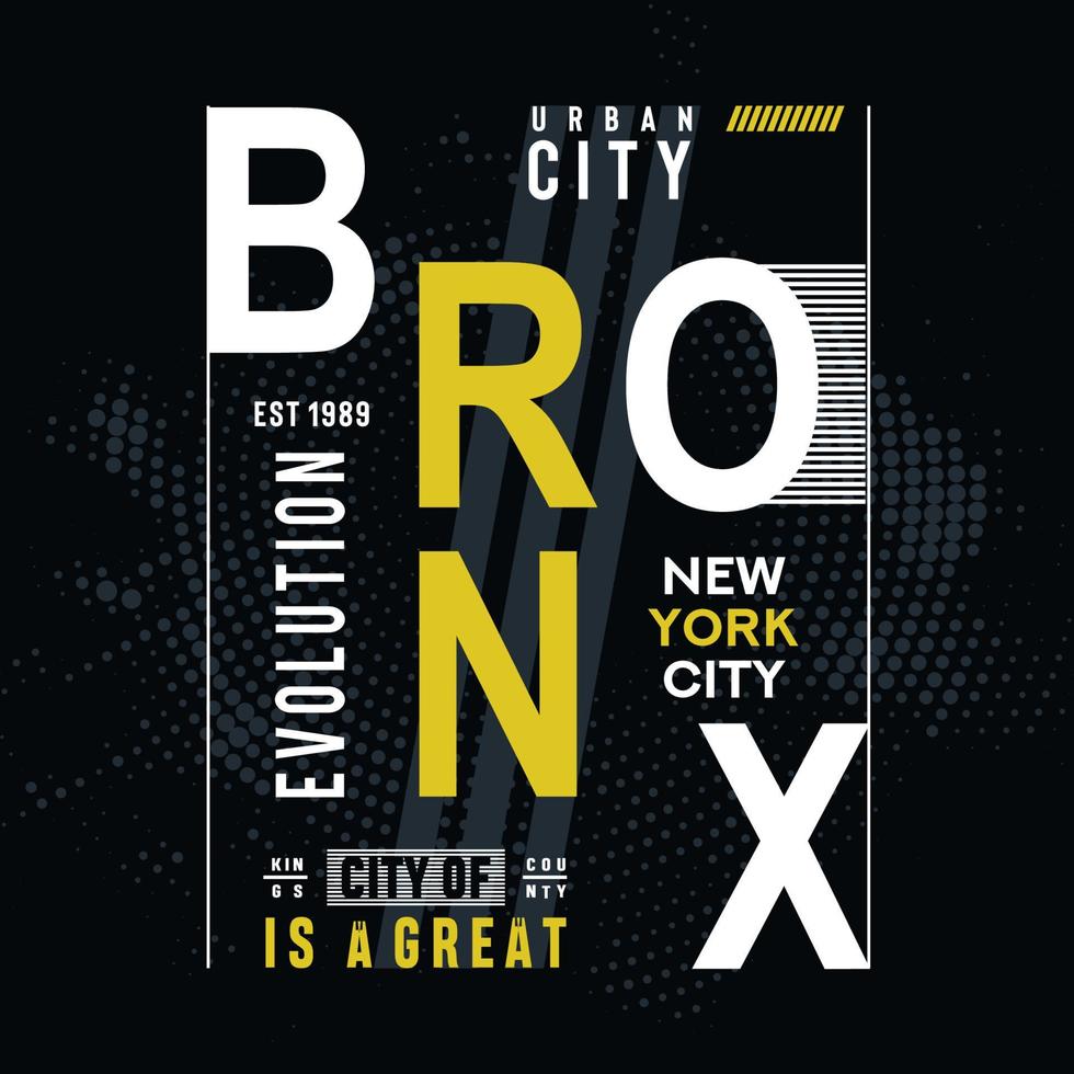 Bronx typography design for t shirt print vector