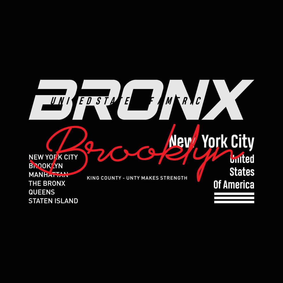 bronx brooklyn gráfico camiseta diseño vector ilustración