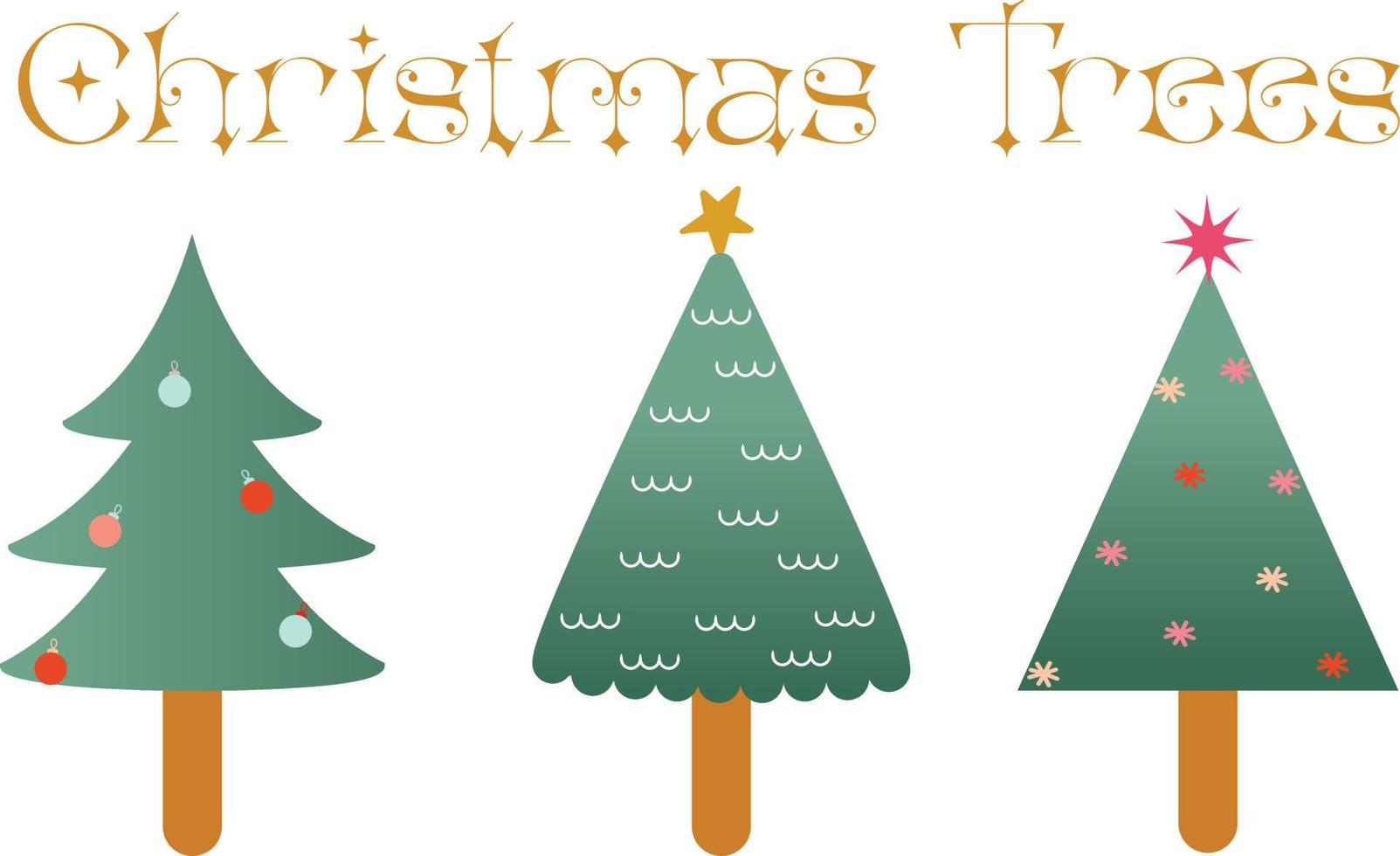 Collection of Christmas decorations, Star, and Christmas ball. New year traditional winter holiday pine vector set.