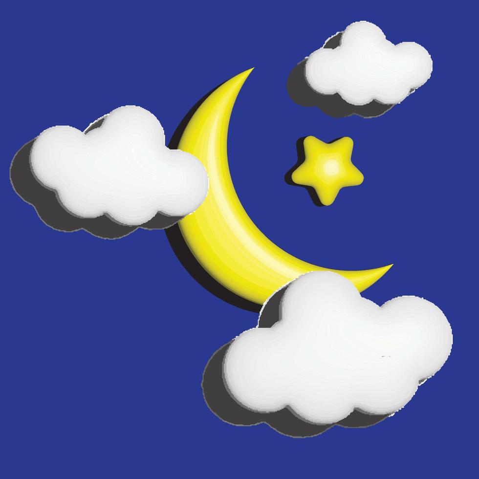 luna y nube 3d vector