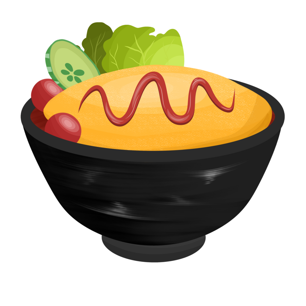 omurice avec sauce tomate et chêne vert et tranché et tomate