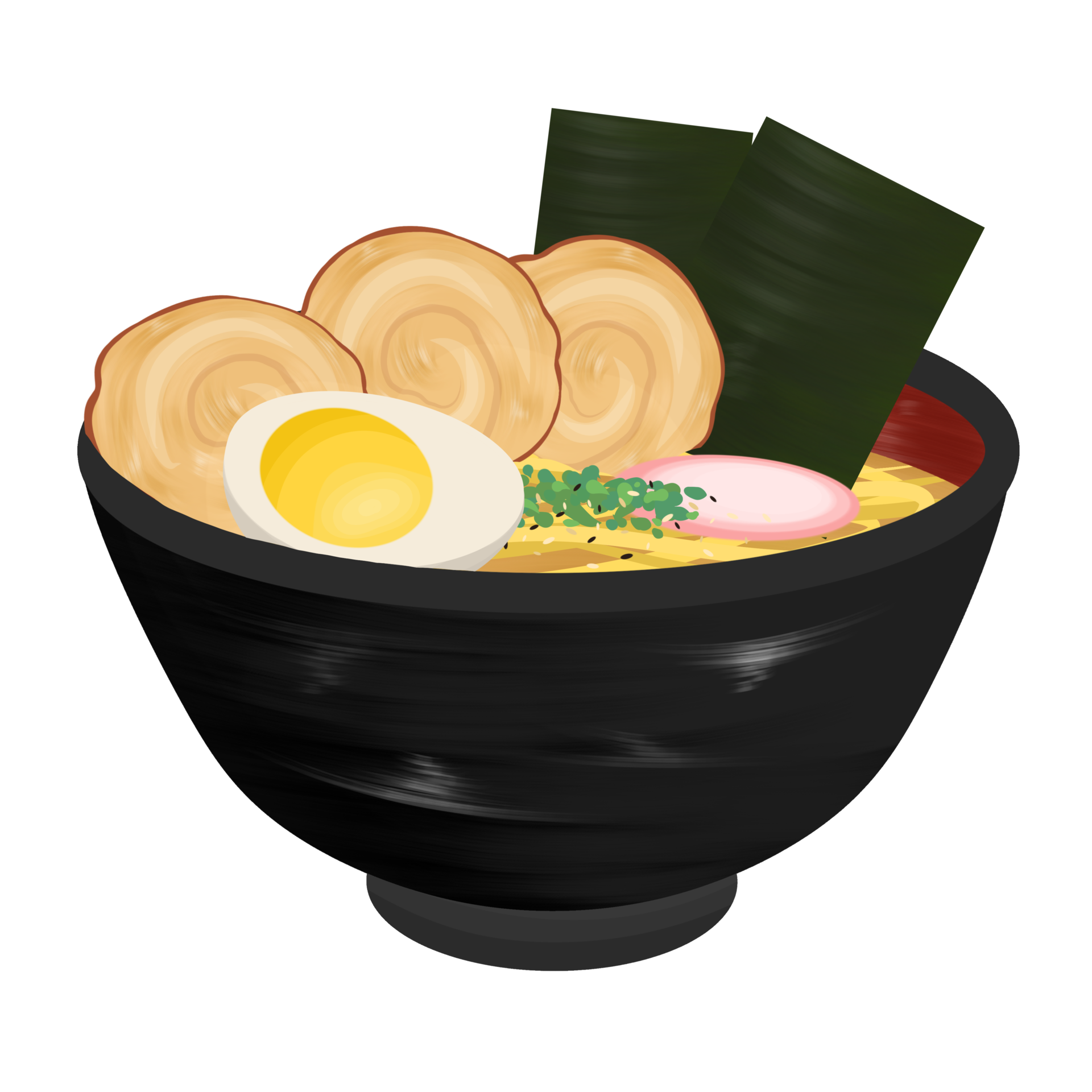 Miso Ramen with kamaboko and sliced spring onion, Japanese food