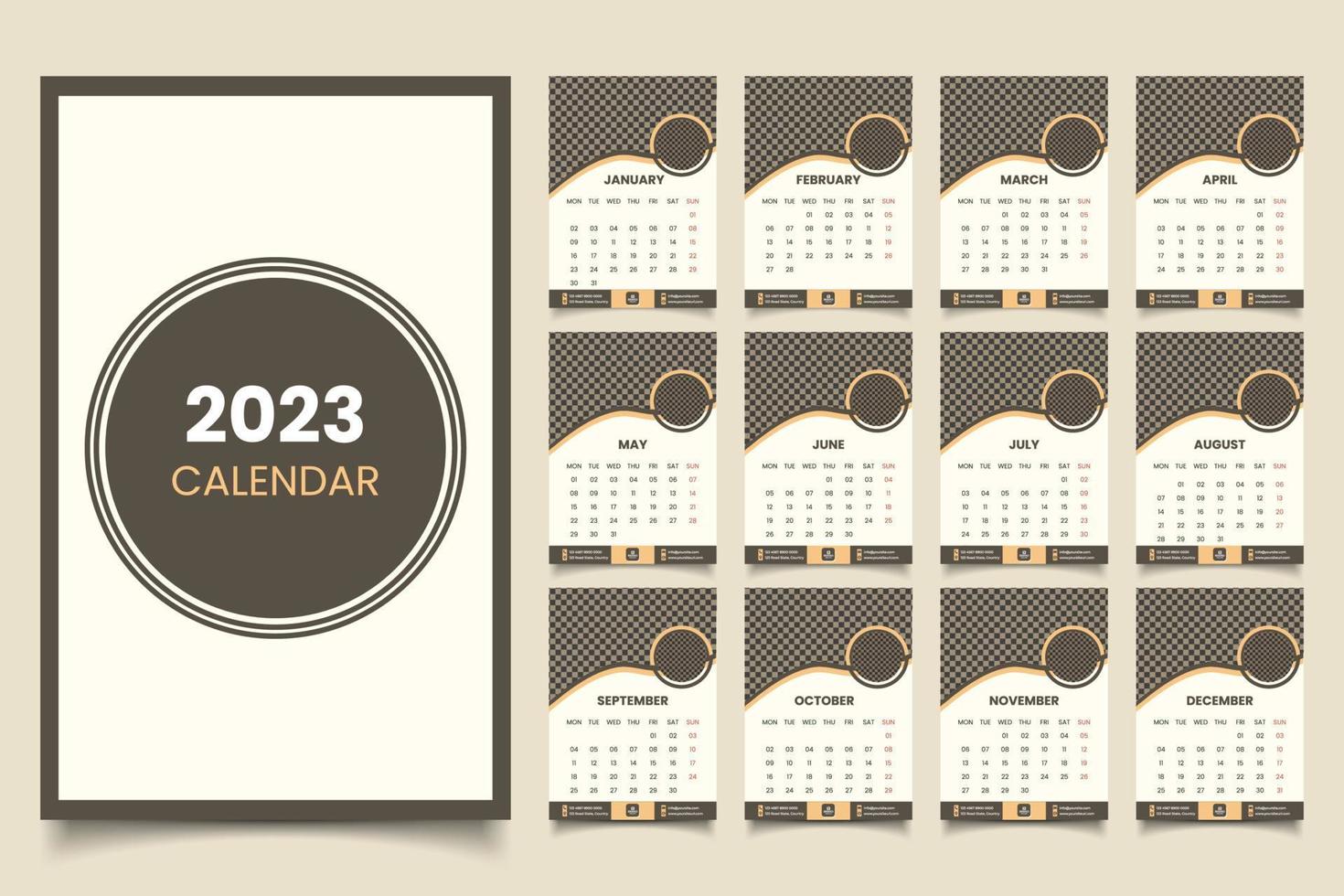 Desk calendar design 2023 year. Calendar for 2023 with a date. Desk calendar design 2023 year. vector