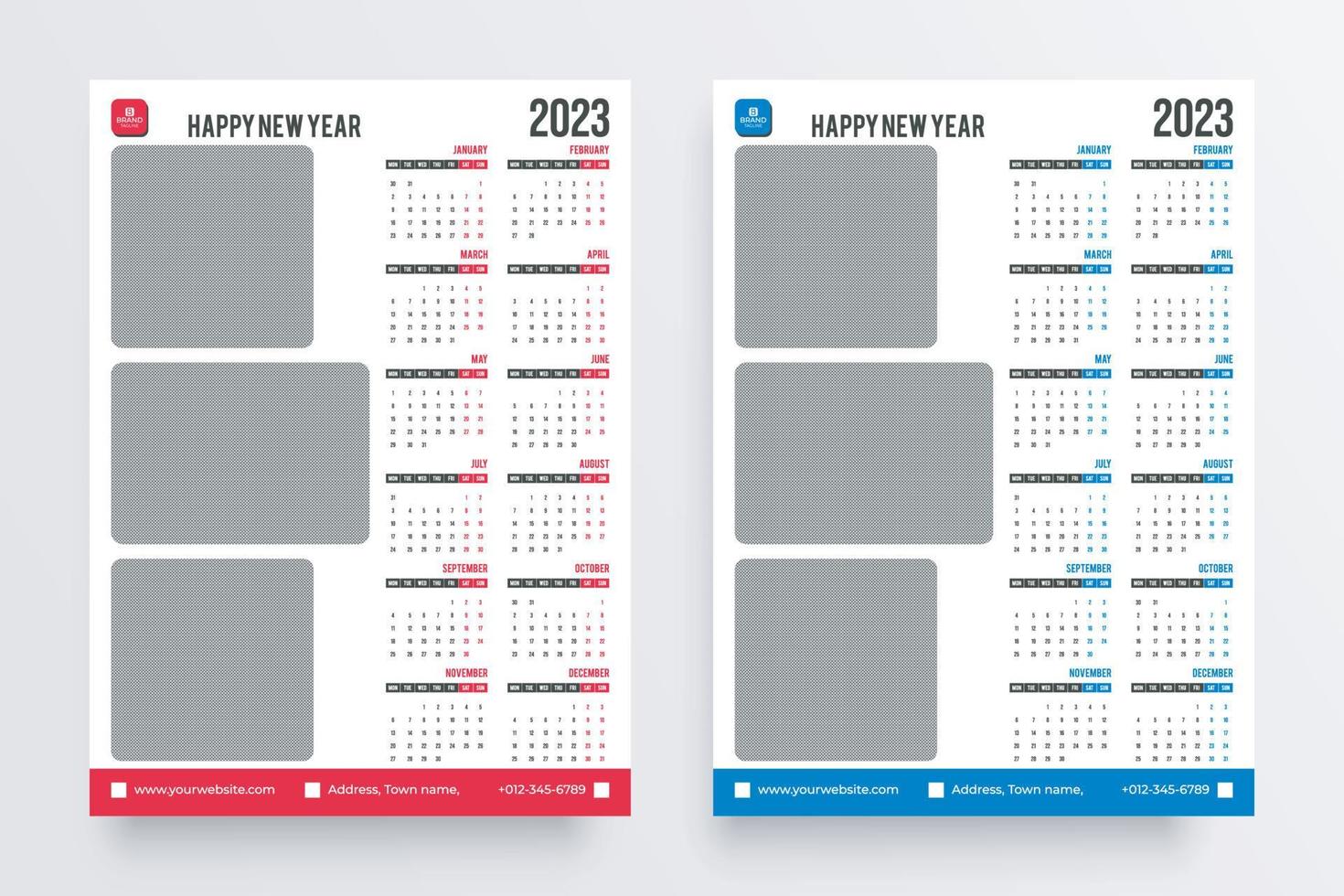 Modern calendar 2023 design template. Wall calendar 2023 year design. vector