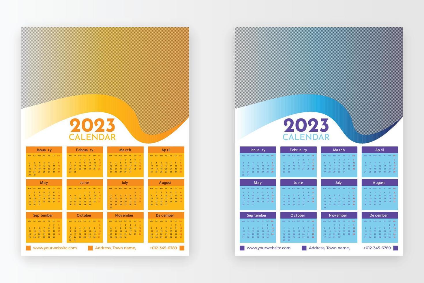 plantilla de diseño de calendario moderno 2023. calendario de pared diseño de 2023 años. vector