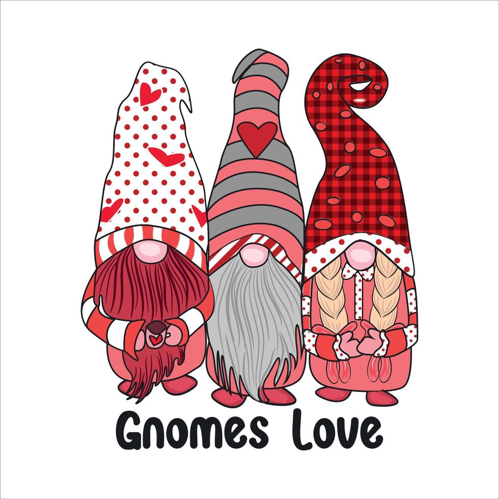 Valentine gnome sublimation for t-shirt vector