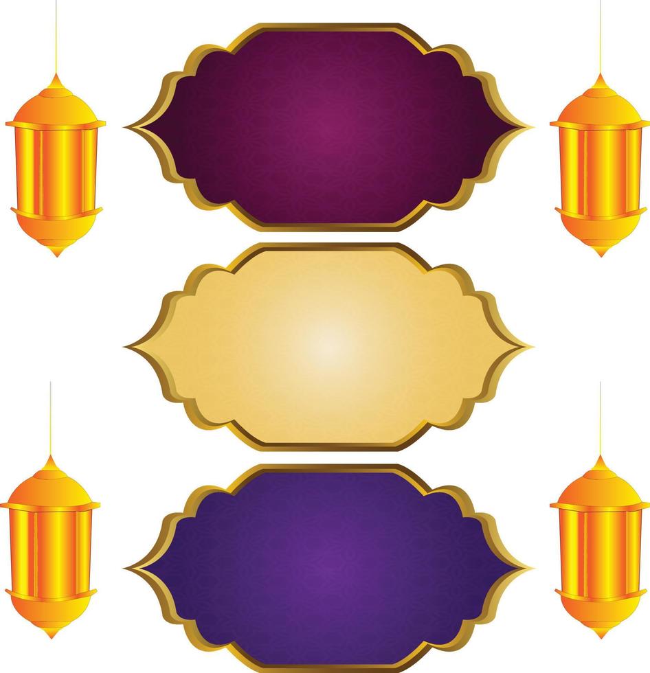 banner islámico lujo dorado cuadro de texto venta banner título cuadro ornamento vector