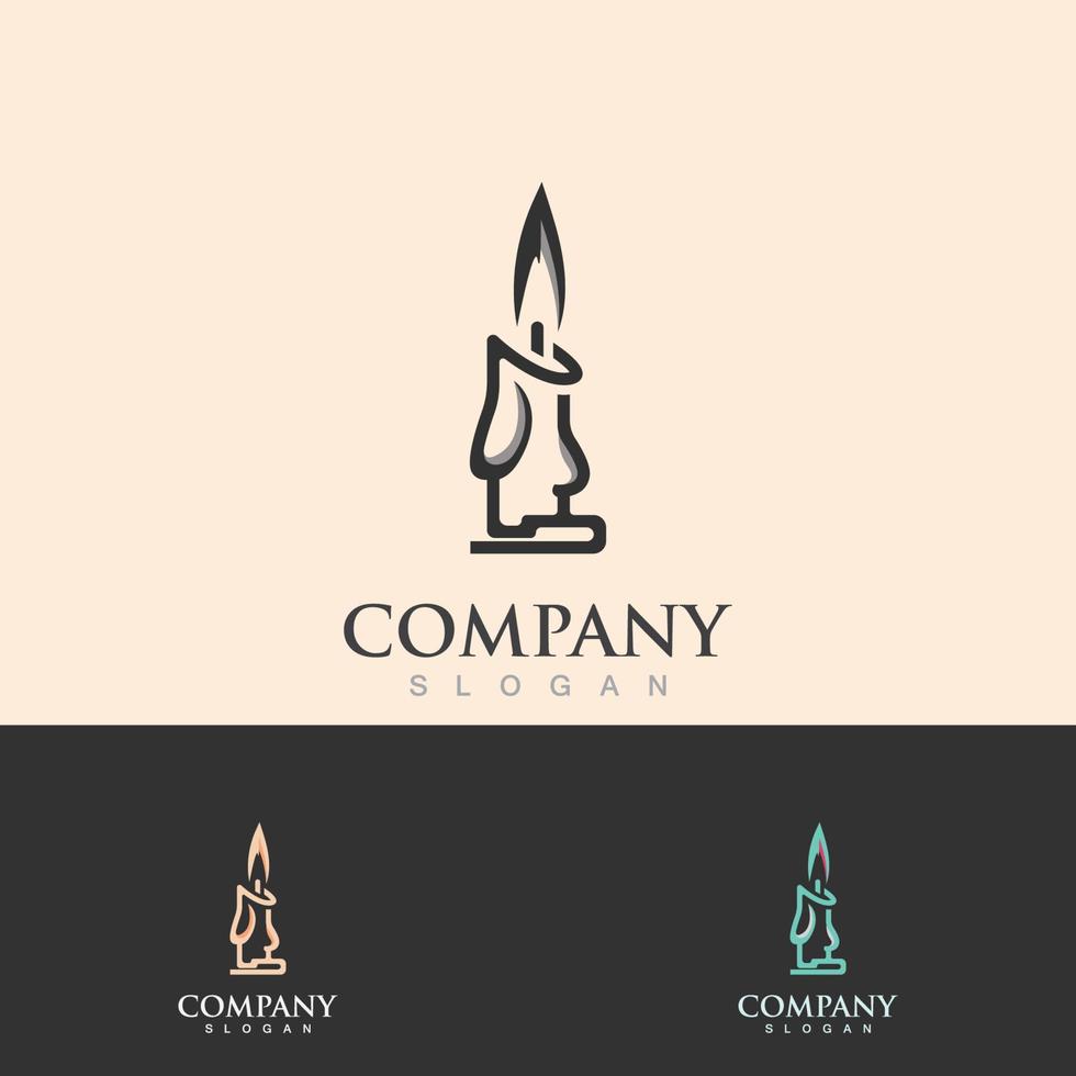 Candle icon burning, simple design style graphic flat line illustration vector
