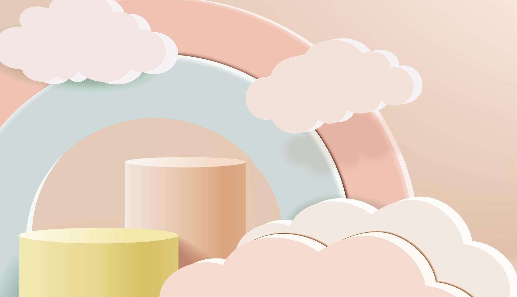 Minimal background mock up with podium for product display. 3d rendering. vector