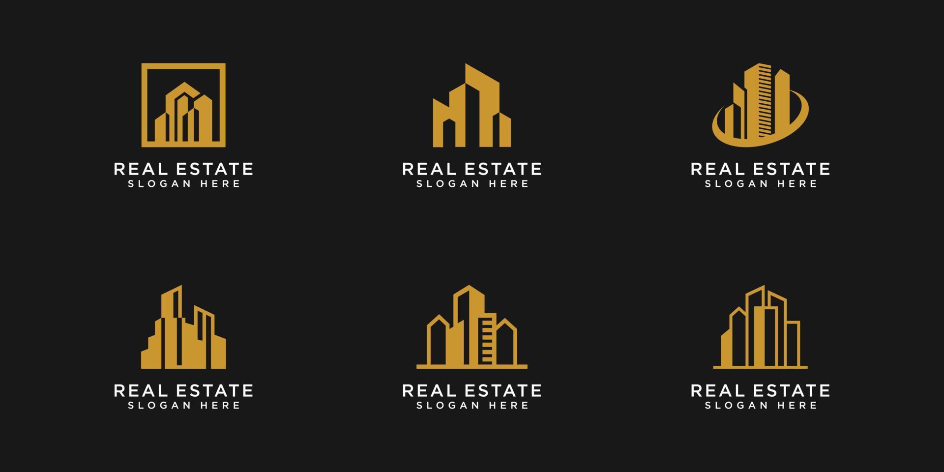 set of building logo design template vector