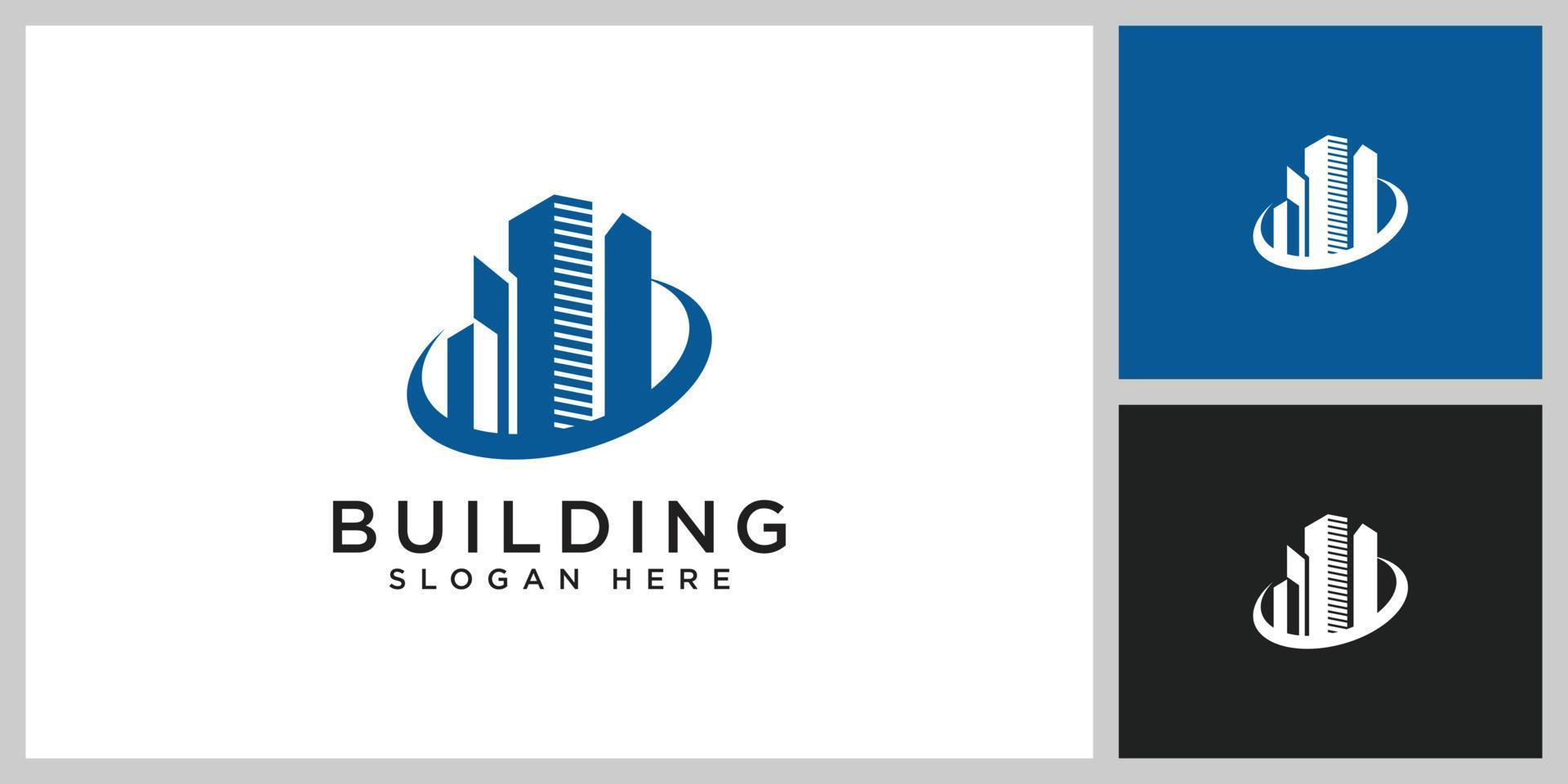 Buildings real estate logo design vector