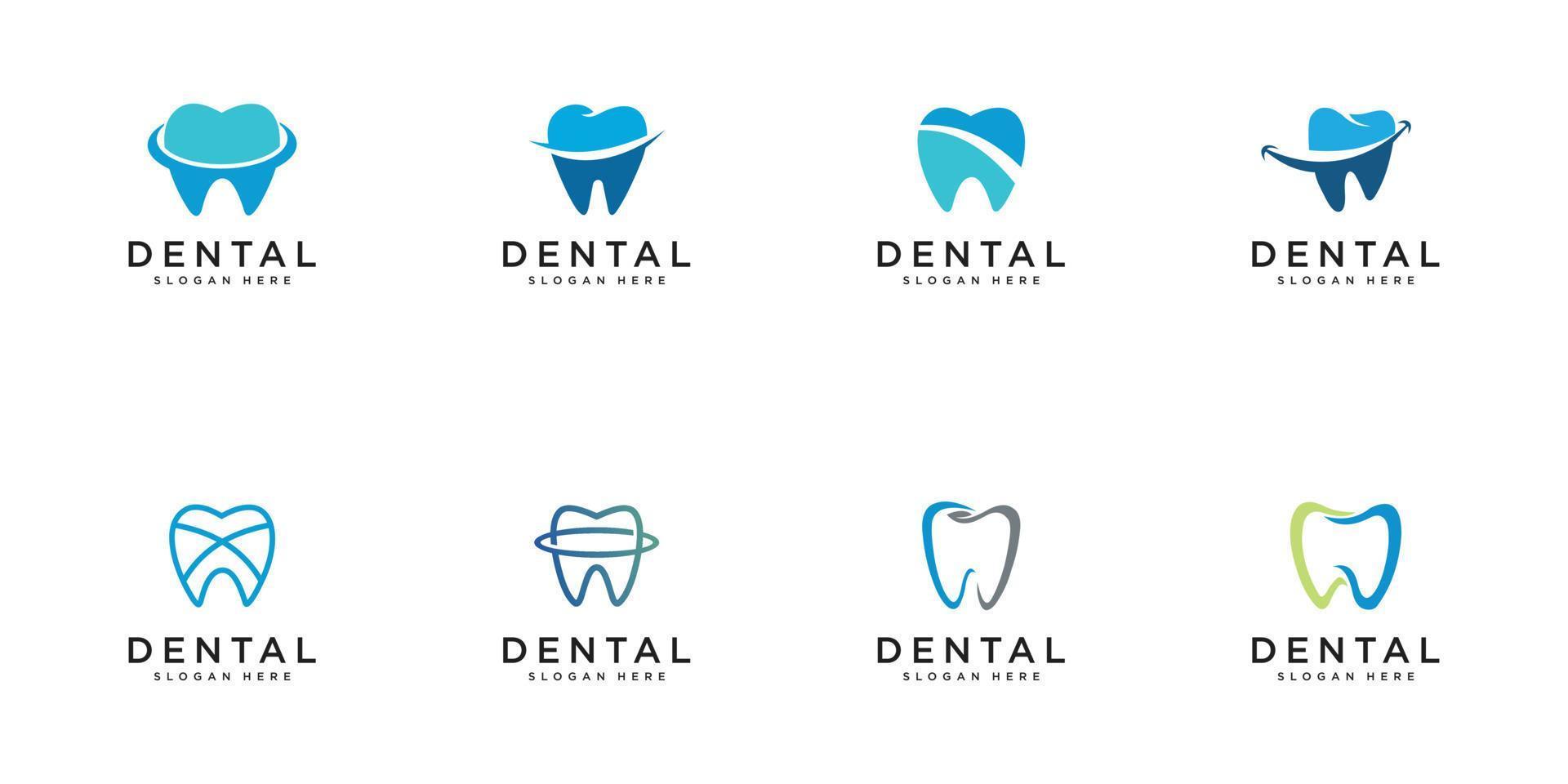 set of dental logo design vector