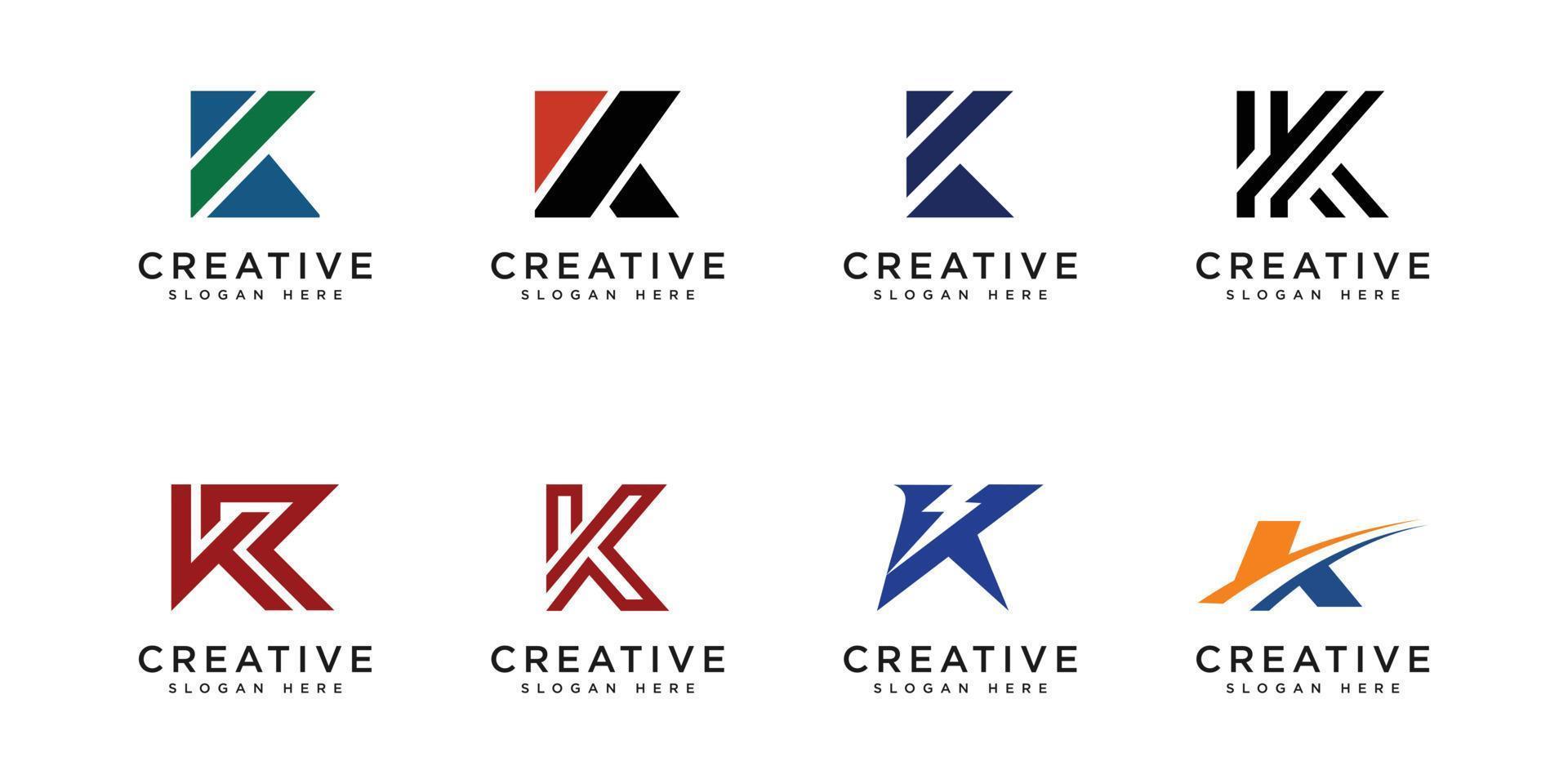 conjunto de diseño de vector de logotipo de letra inicial k
