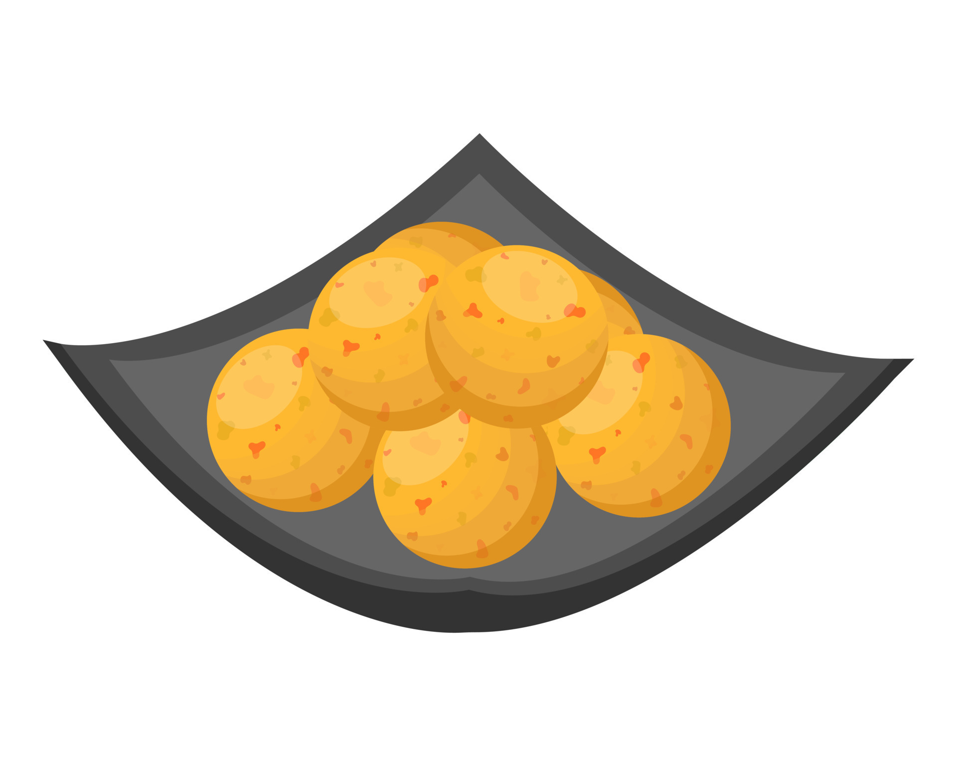 Fish balls in a rectangular plate. Street Asian food. Vector