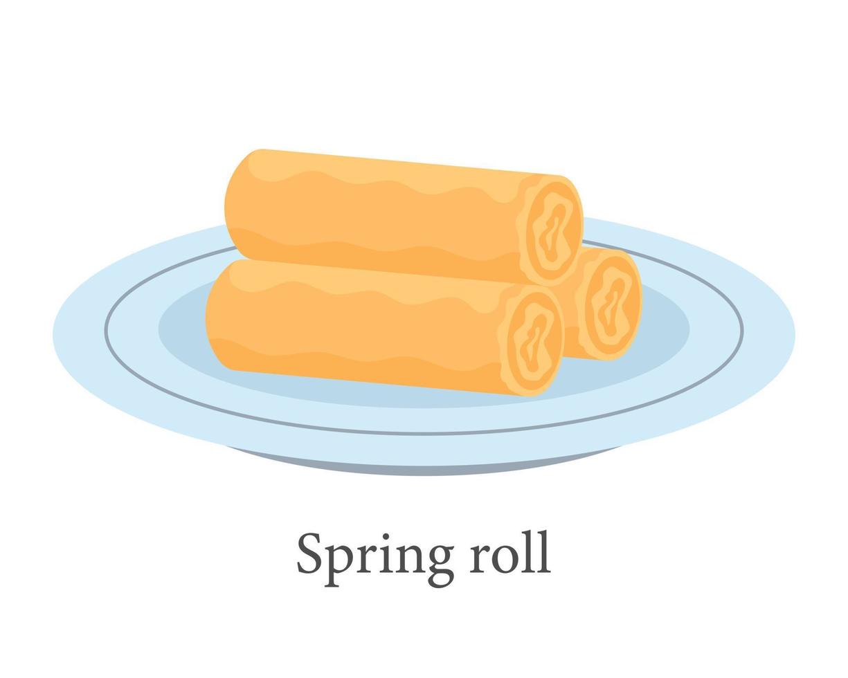 rollitos de primavera en un plato. ilustración vectorial vector