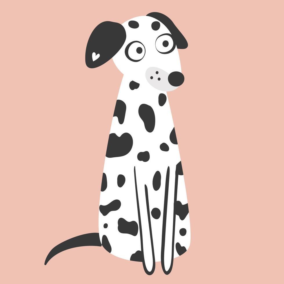 The Dalmatian is sitting. Vector illustration isolated on white background