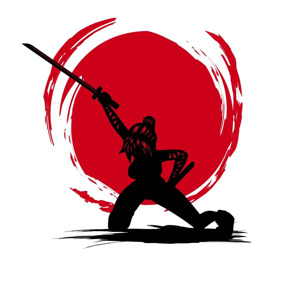 Samurai the sword hero for t-shirt colorful design. Abstract vector illustration.
