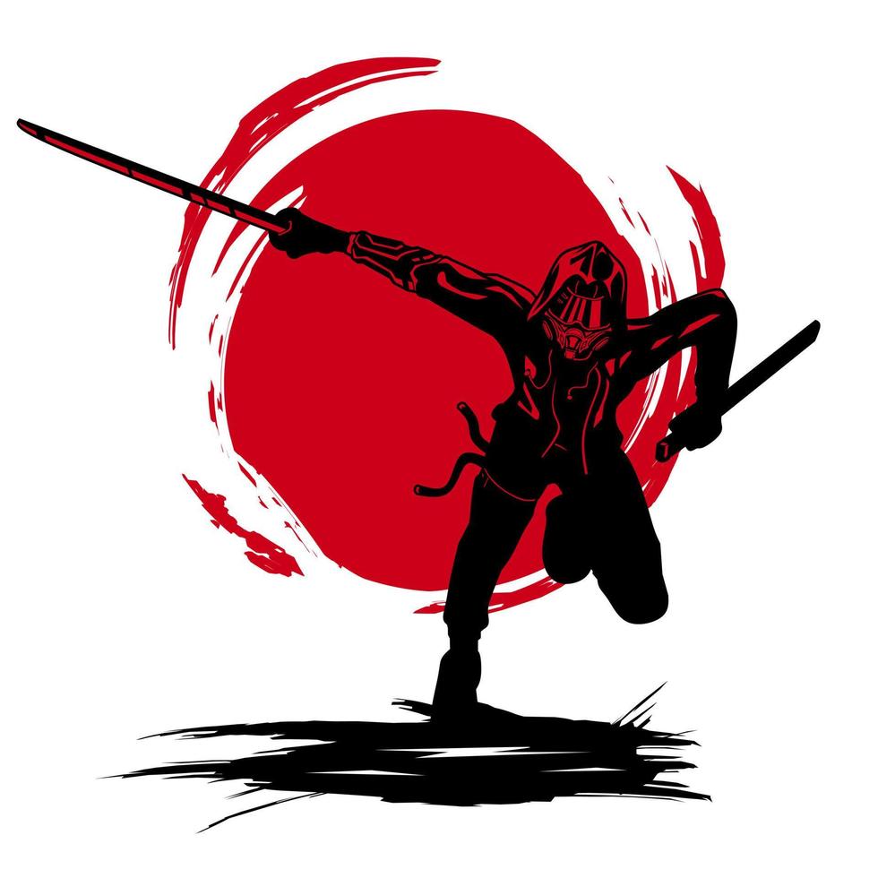 Samurai swordsman hero t-shirt colorful design. Abstract vector illustration.