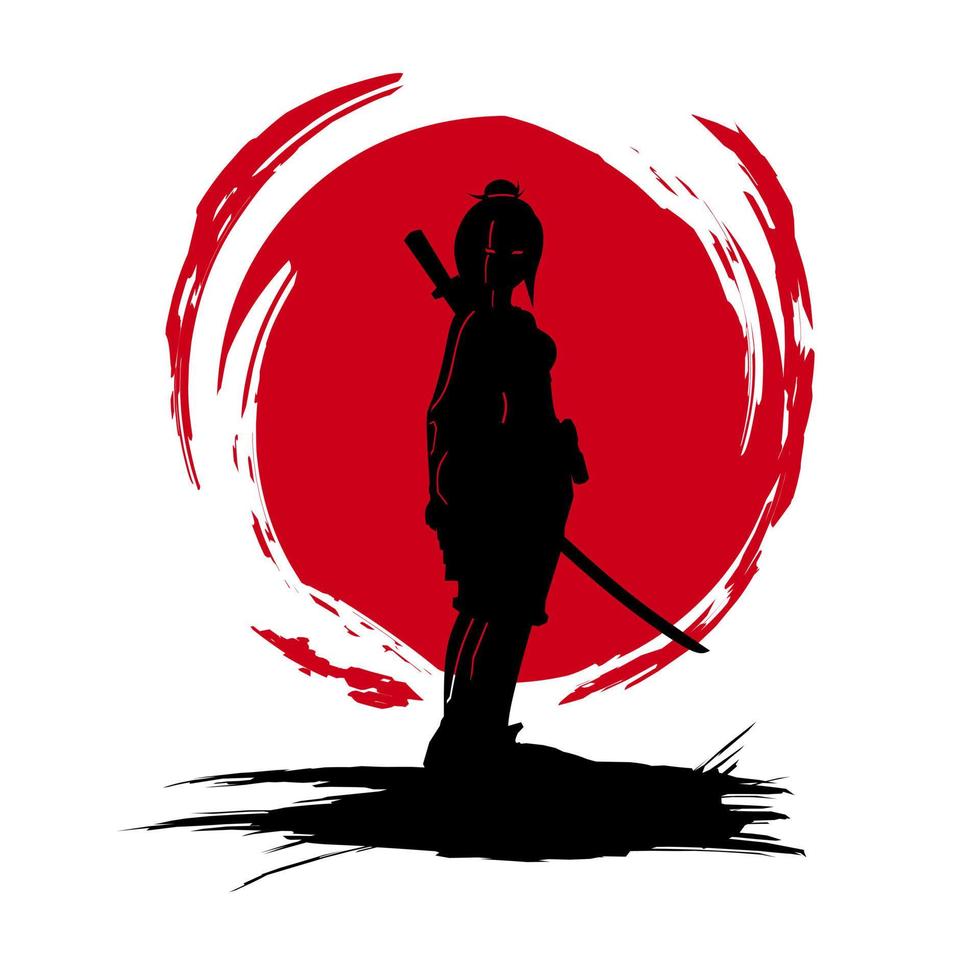 Samurai swordsman hero t-shirt colorful design. Abstract vector illustration.