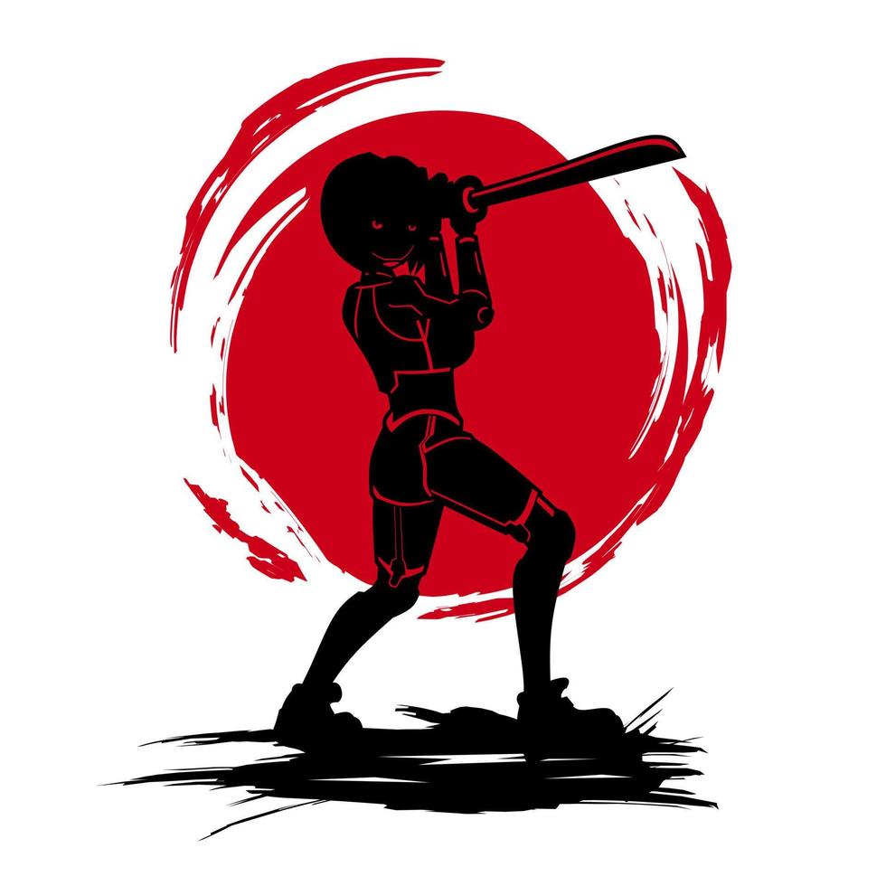 diseño colorido de la camiseta del héroe espadachín samurai. ilustración vectorial abstracta. vector