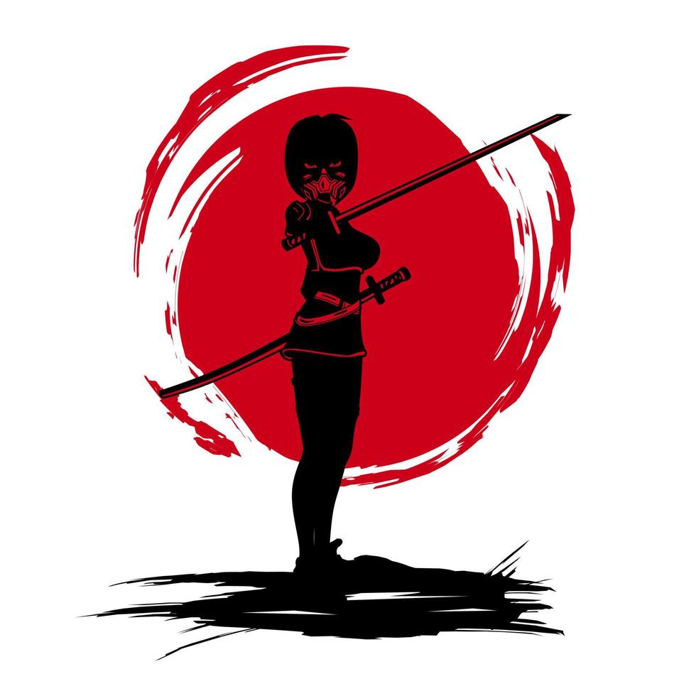 Samurai swordsman hero t-shirt colorful design. Abstract vector illustration.