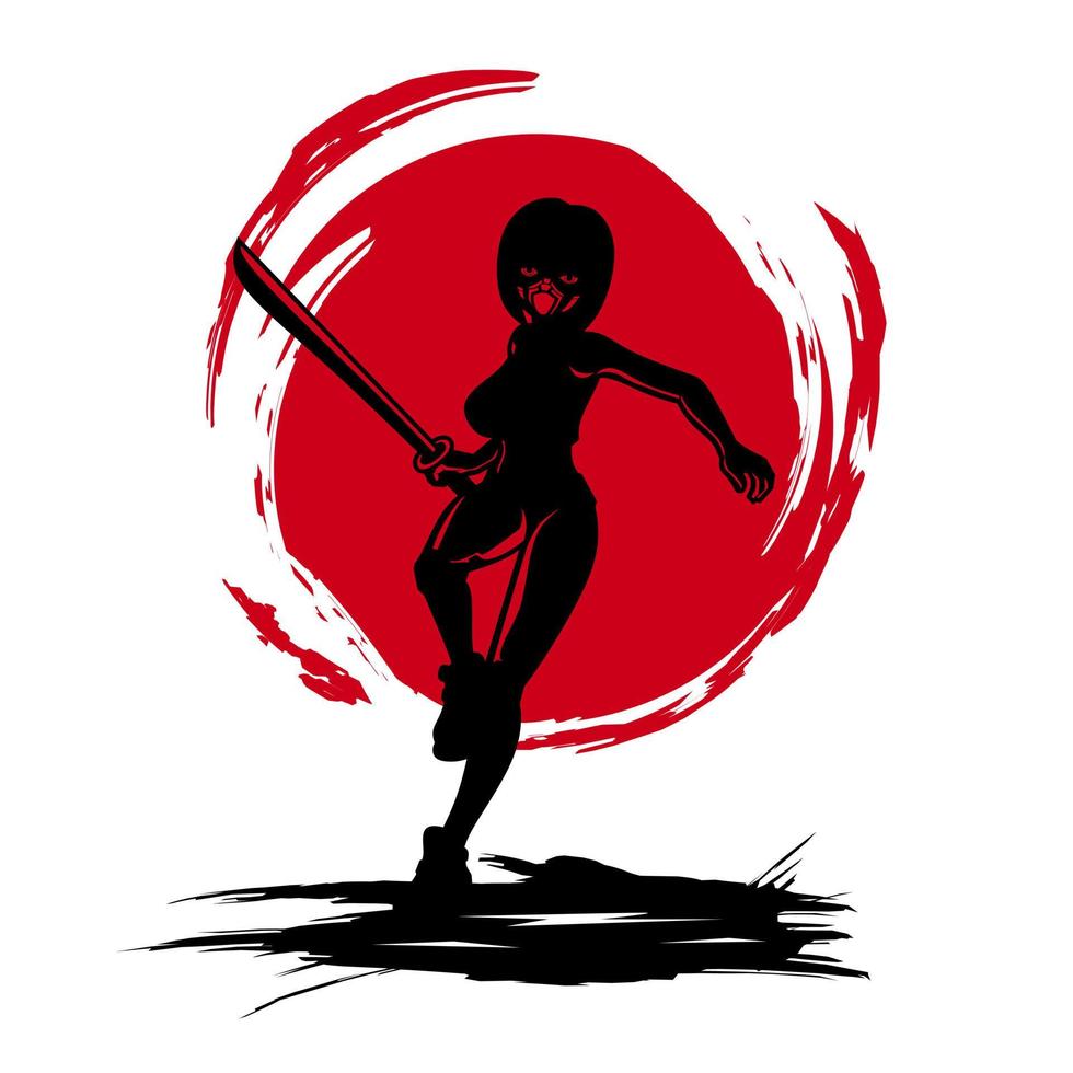diseño colorido de la camiseta del héroe espadachín samurai. ilustración vectorial abstracta. vector