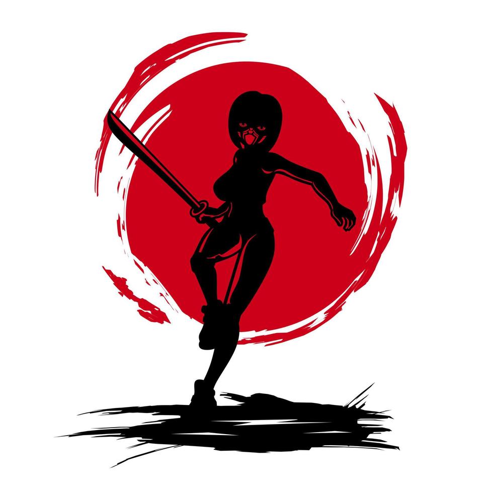 Samurai swordsman hero t-shirt colorful design. Abstract vector illustration.