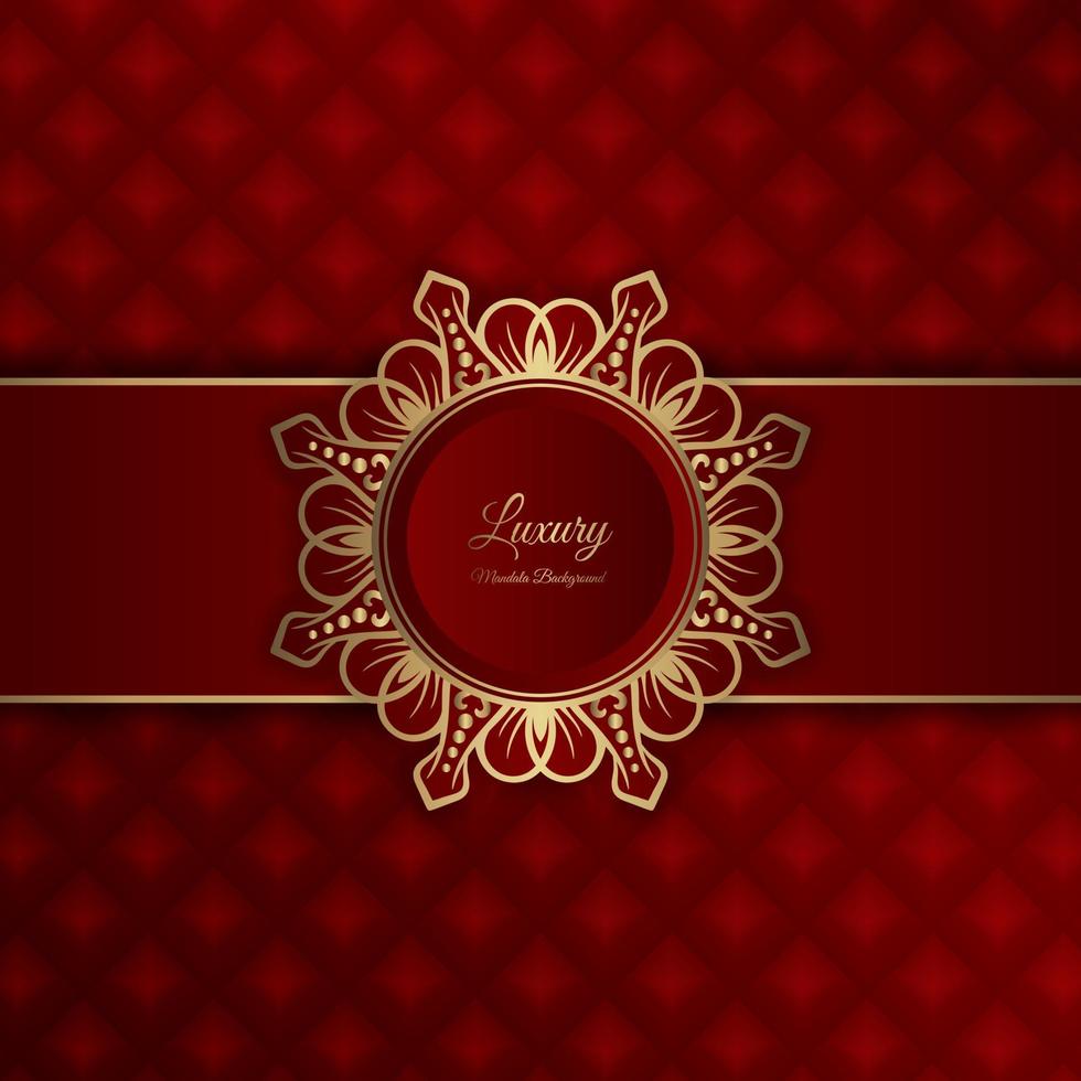 red luxury background, with gold mandala ornament vector