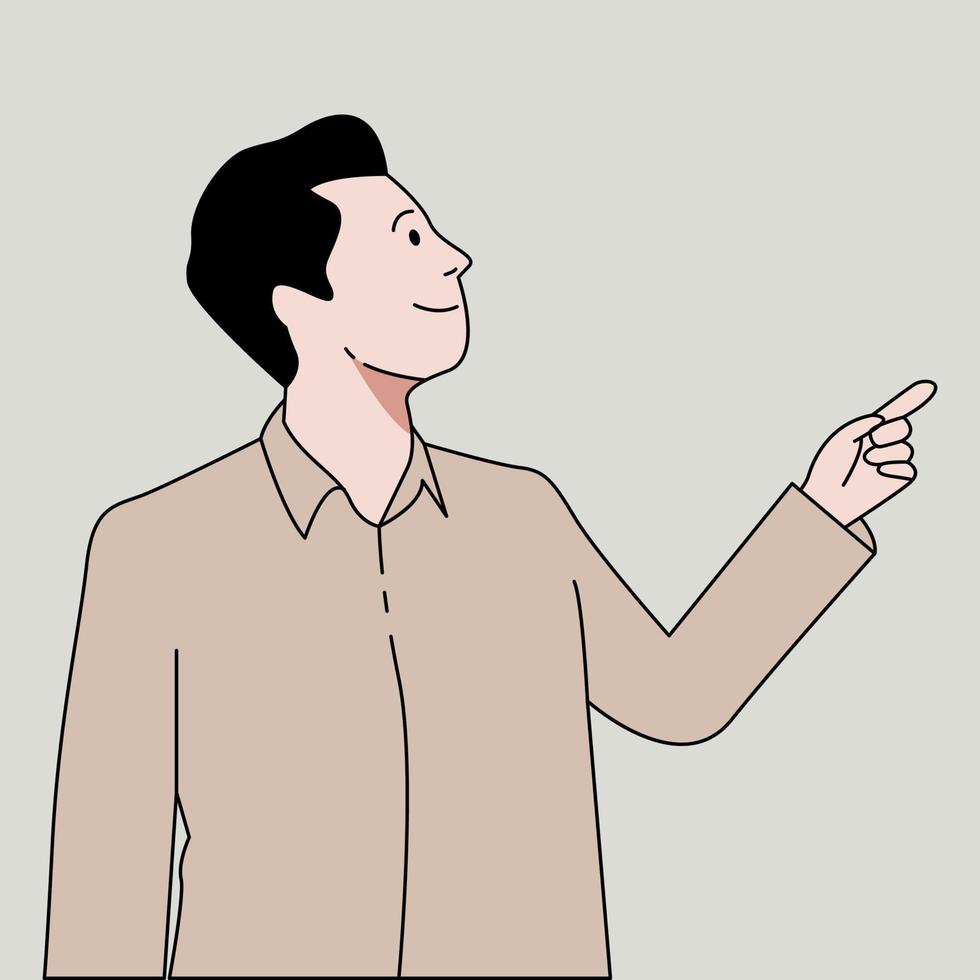 Male teacher pointing on something flat illustration vector