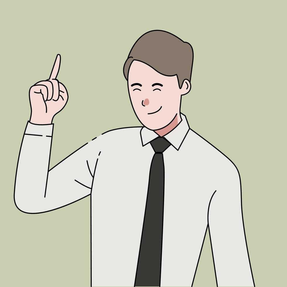 Male young teacher raising his hand flat illustration vector