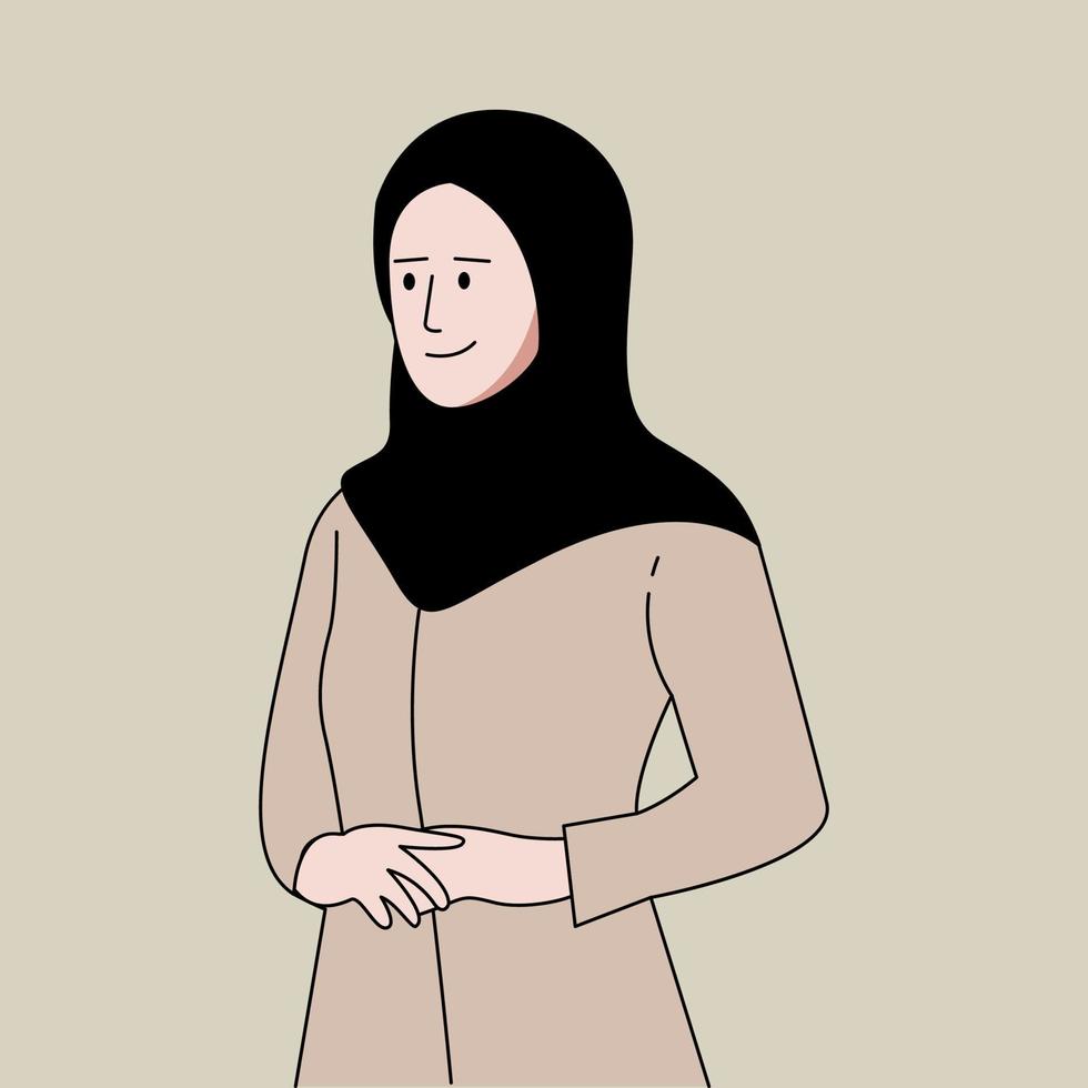 Female teacher wearing hijab flat illustration vector