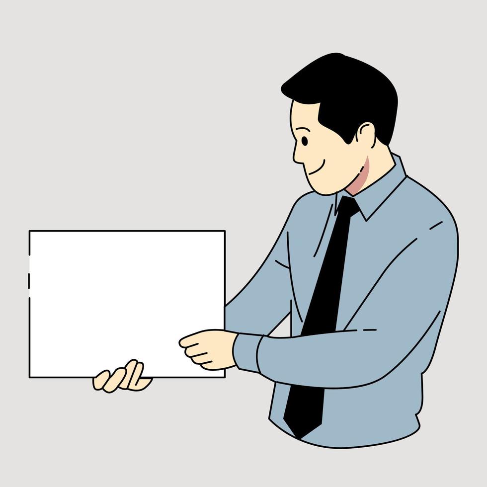 Male teacher holding board flat illustration vector