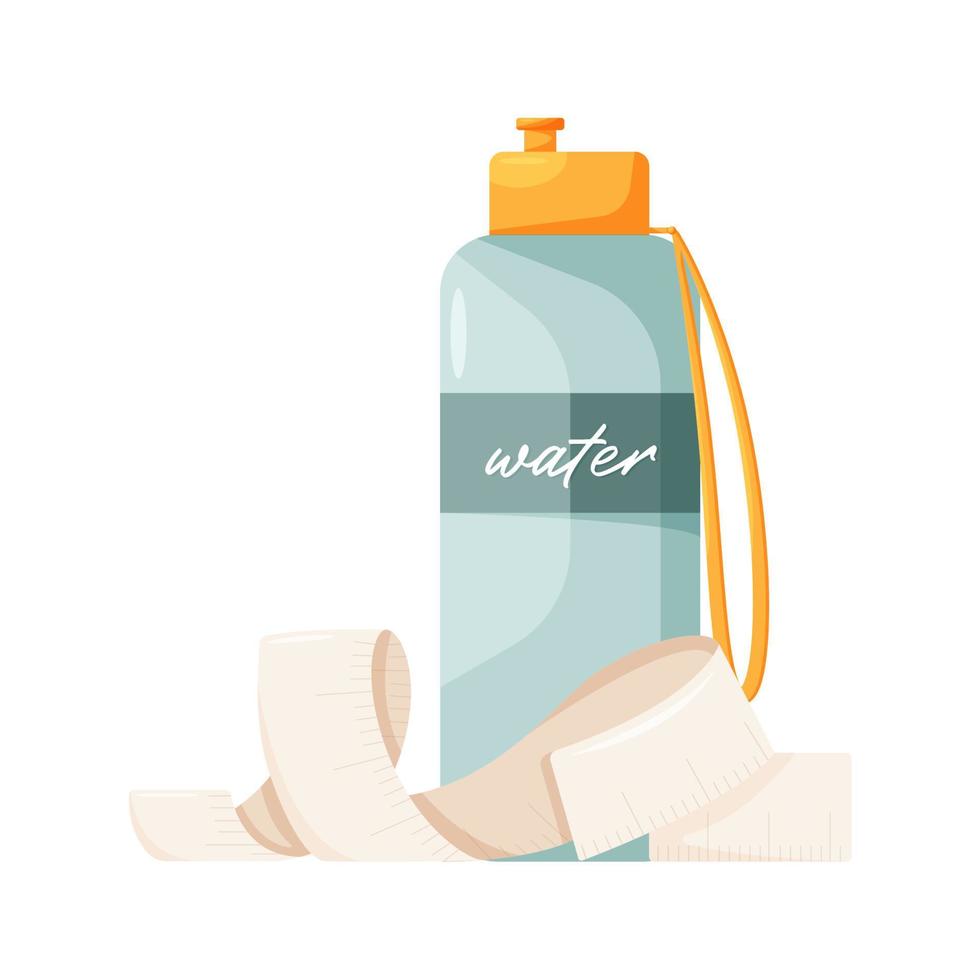 Measuring tape and bottle of water vector
