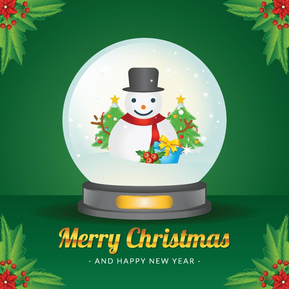 Christmas Globe. Merry Christmas Greetings Card, social media post, Christmas Poster vector