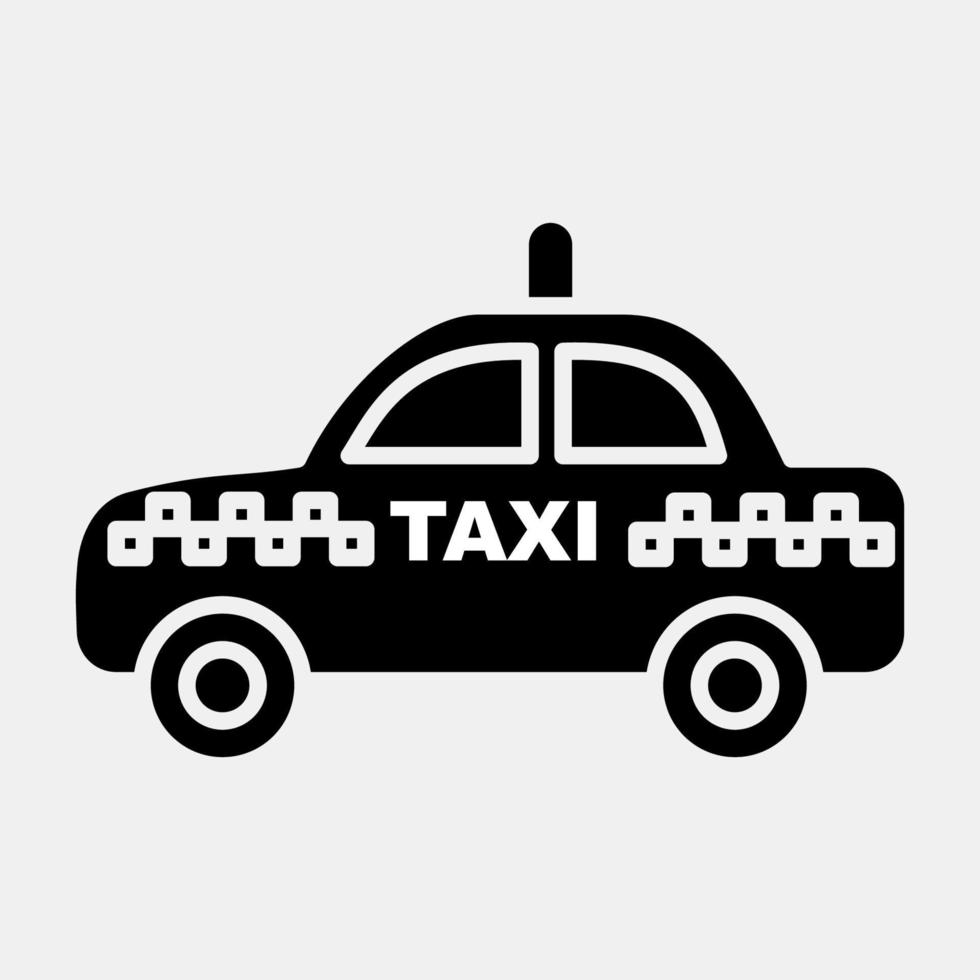 icono de taxi. elementos de transporte. iconos en estilo glifo. bueno para impresiones, carteles, logotipos, letreros, anuncios, etc. vector