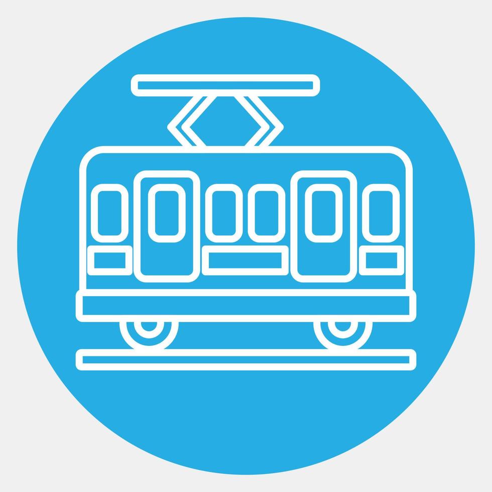 icono de tranvía. elementos de transporte. iconos en estilo azul. bueno para impresiones, carteles, logotipos, letreros, anuncios, etc. vector